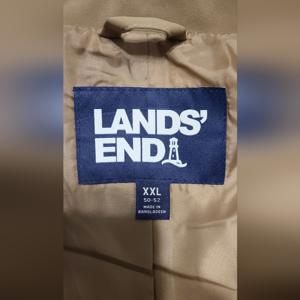 Lands' End Men's Vintage Taupe Rain Coat. - Picture 2 of 5